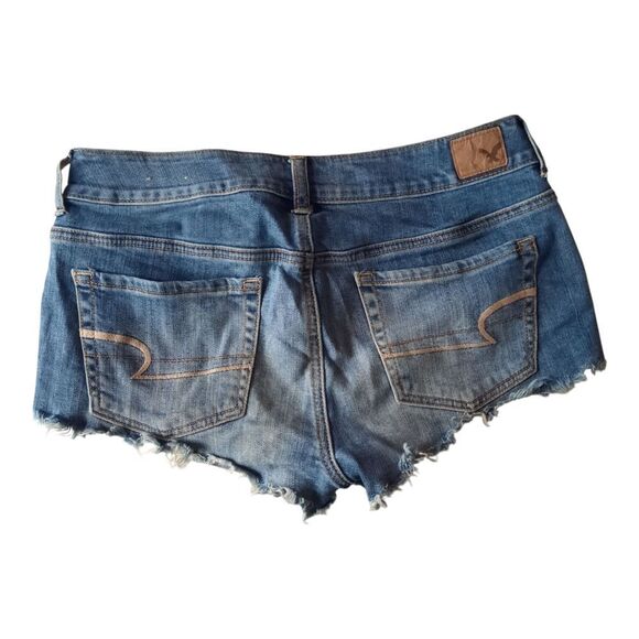 American Eagle Blue Distressed Jean Shorts - Picture 4 of 5